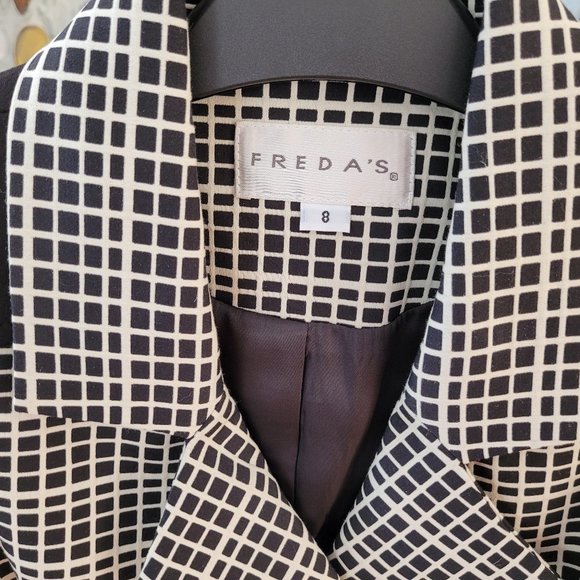 Freda's Black and White Check Print Jacket US 8 - Picture 2 of 10
